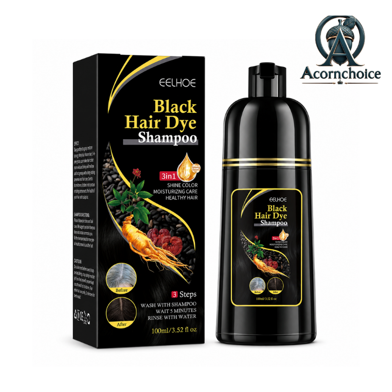 Acornchoice Black Hair Dye Shampoo 3-in-1