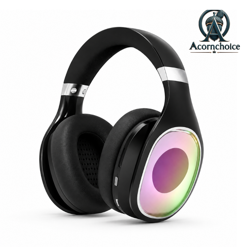 Acornchoice Wireless Bluetooth Over Ear Headphones with RGB Light