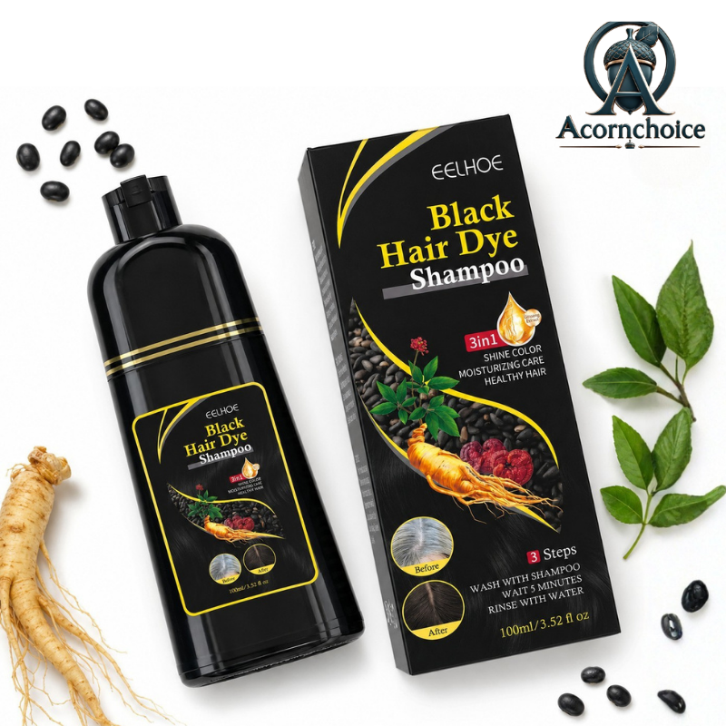 Black Hair Dye Shampoo 100ml Bottle and Packaging