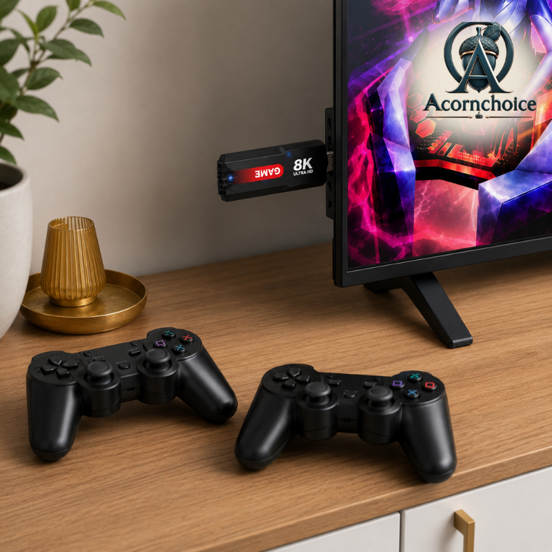 TV Gaming Console with Dual Controllers and HDMI Adapter