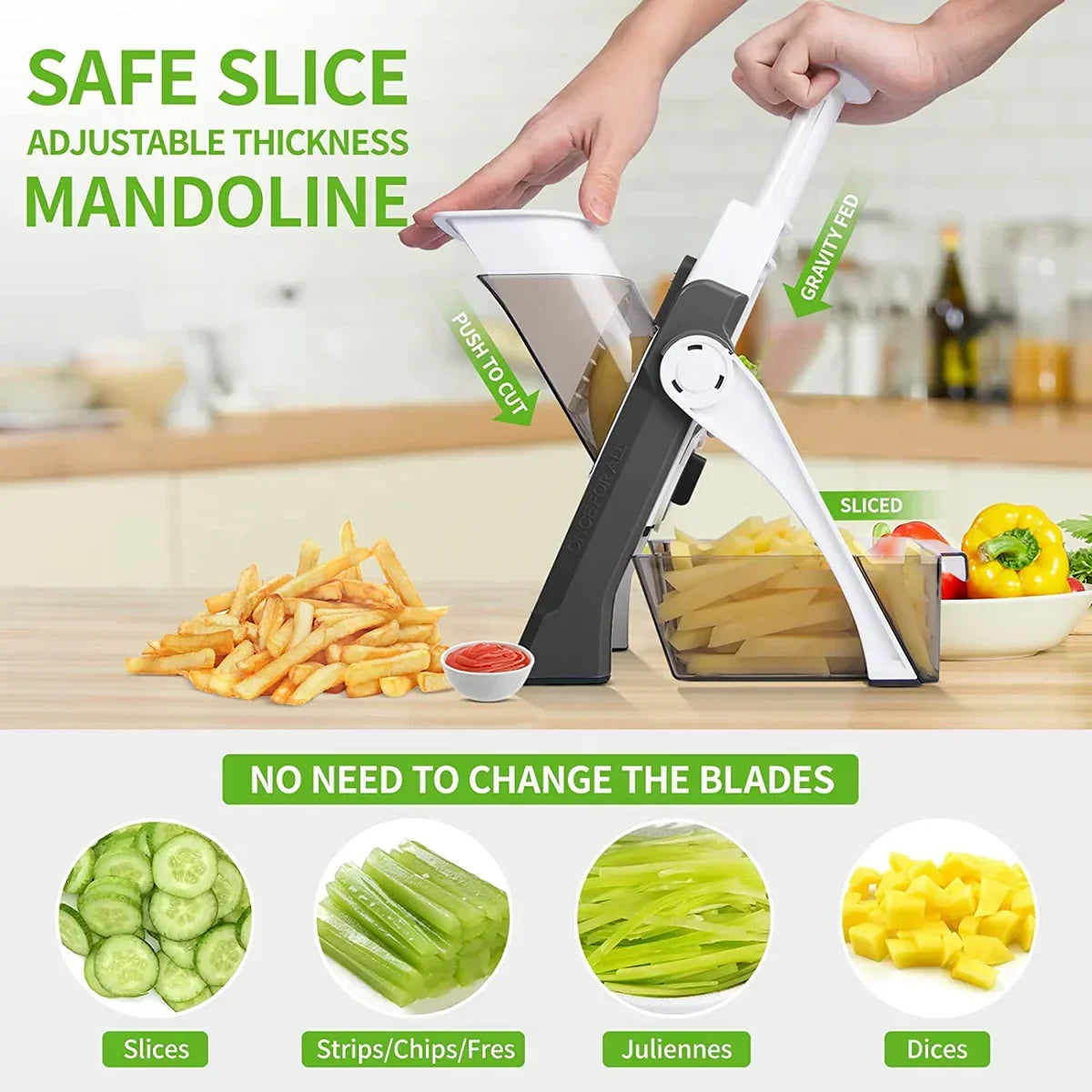 Adjustable Vegetable Cutter, 4-in-1 Mandoline